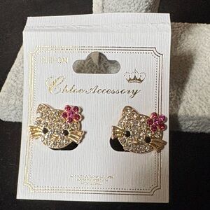 Chloe Gold and Pink Cat Earrings